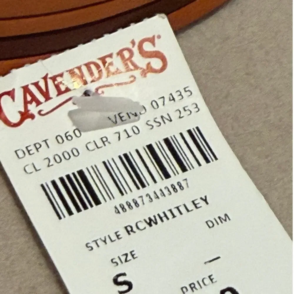 Cavenders Rockin C Whitley Western Hat Buckskin Wide Brim Leather Wrap NWT S